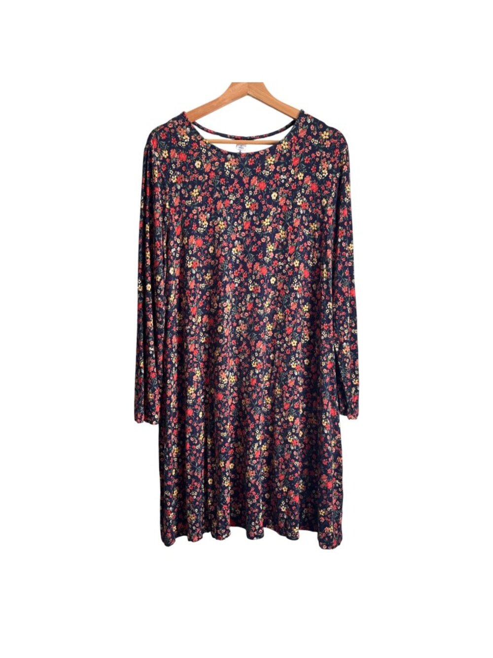 Old Navy Womens Swing Dress Size XL Navy Floral Stretch Boho Cottagecore Casual